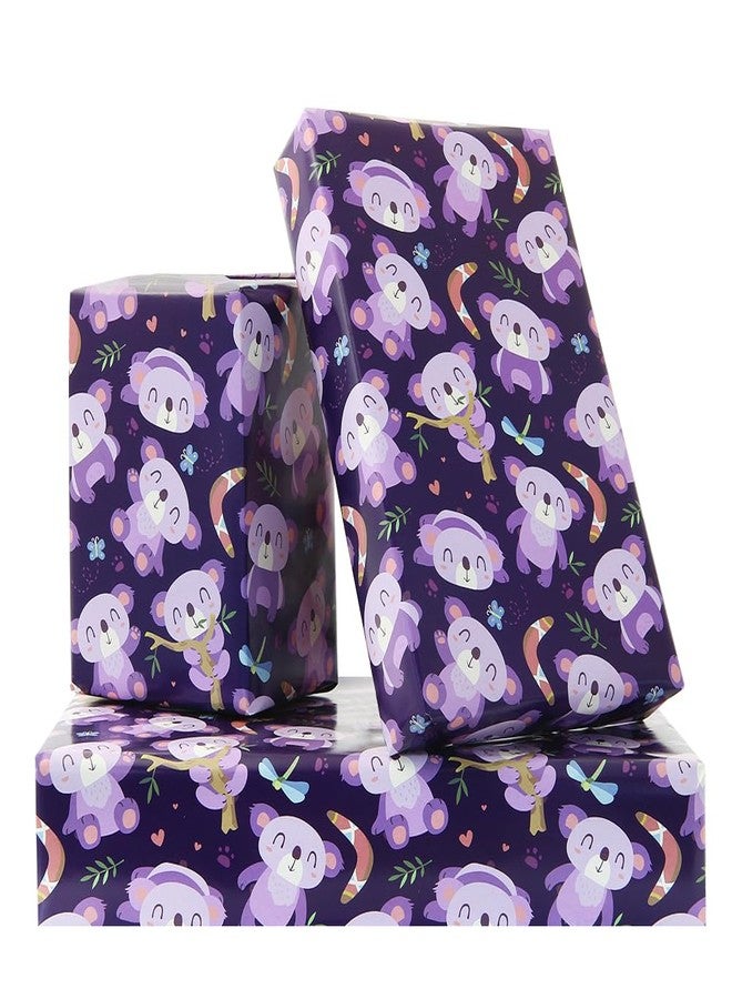 Geluode Birthday Wrapping Paper For Kids Girls Boys Women, Cute Koala With Boomerang Design Gift Wrap Paper for Birthday or Baby Shower, 4 Sheets Folded Flat 20x28 Inches Per Sheet - Image 1